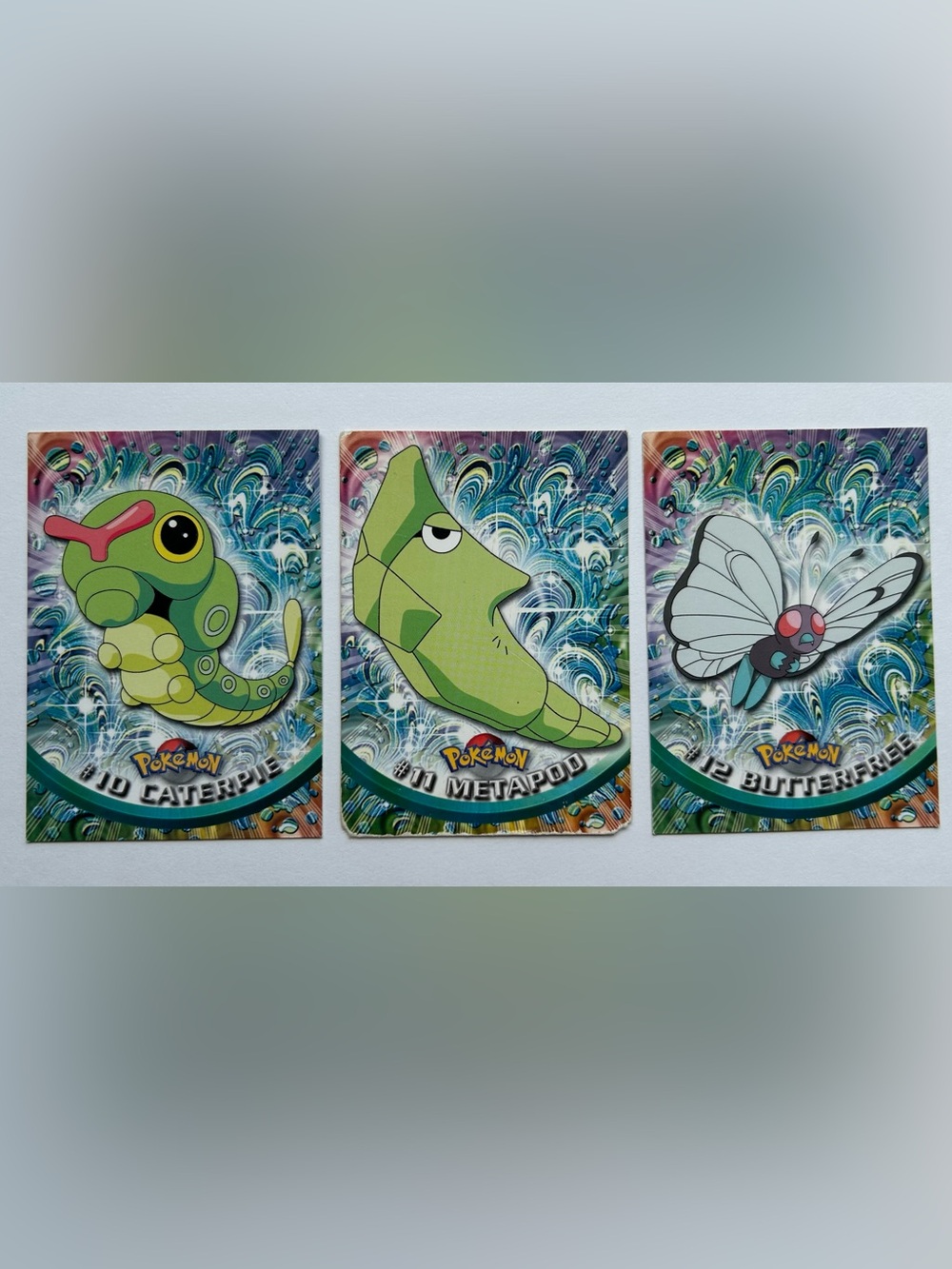 Pokémon Topps Caterpie, Metapod and Butterfree